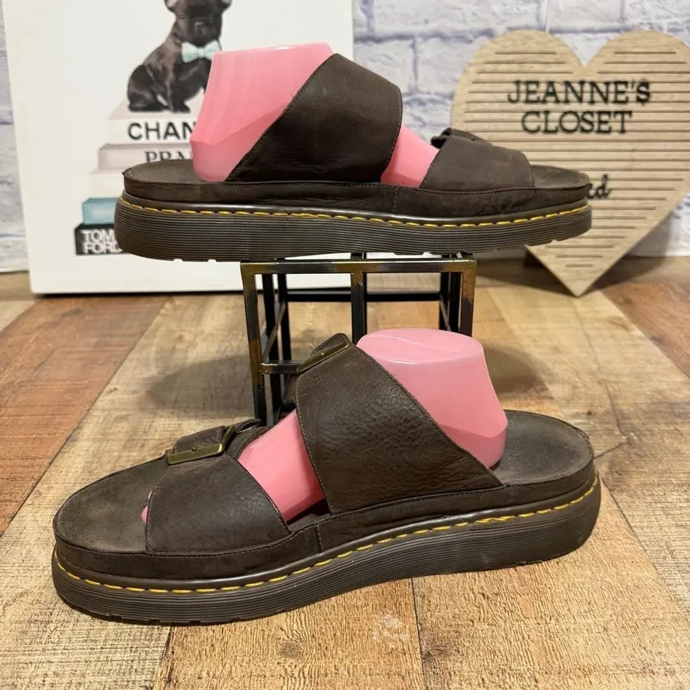 Vintage Dr. Martens Mens Cyprus Air Waves Leather Slide Sandals Size 14 Brown